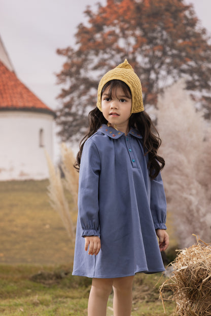 VAUVA Vauva FW23 - Girls Puff Sleeve Blue Dress Dress