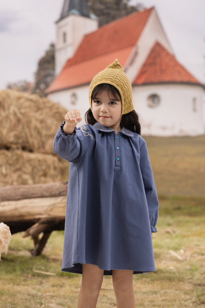 VAUVA Vauva FW23 - Girls Puff Sleeve Blue Dress Dress