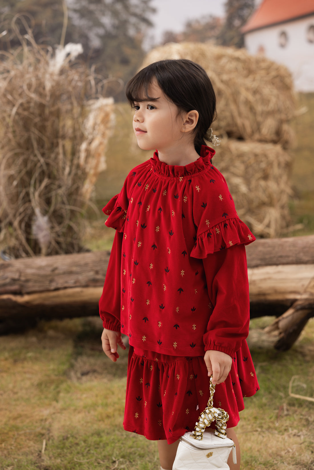 VAUVA Vauva FW23 - Girls Ruffle Collar Corduroy Tops Tops