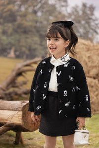 Vauva FW23 - Girls Long Sleeve Reversible Coat (Black) model front