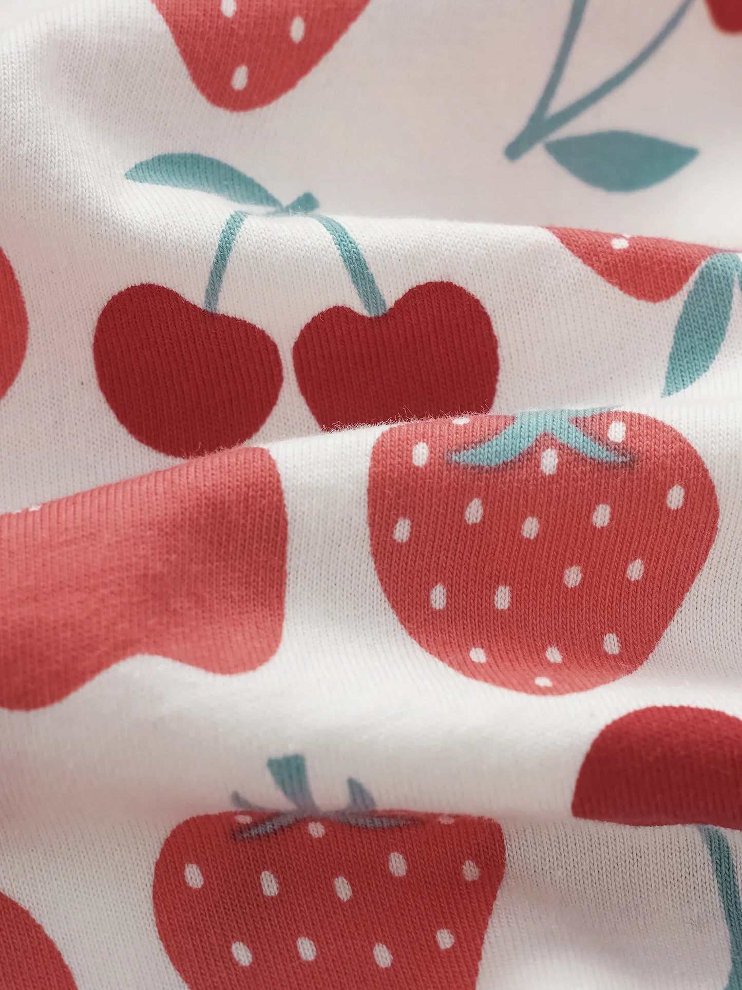 Girls Long Puff Sleeve All-Over Berries Print Top