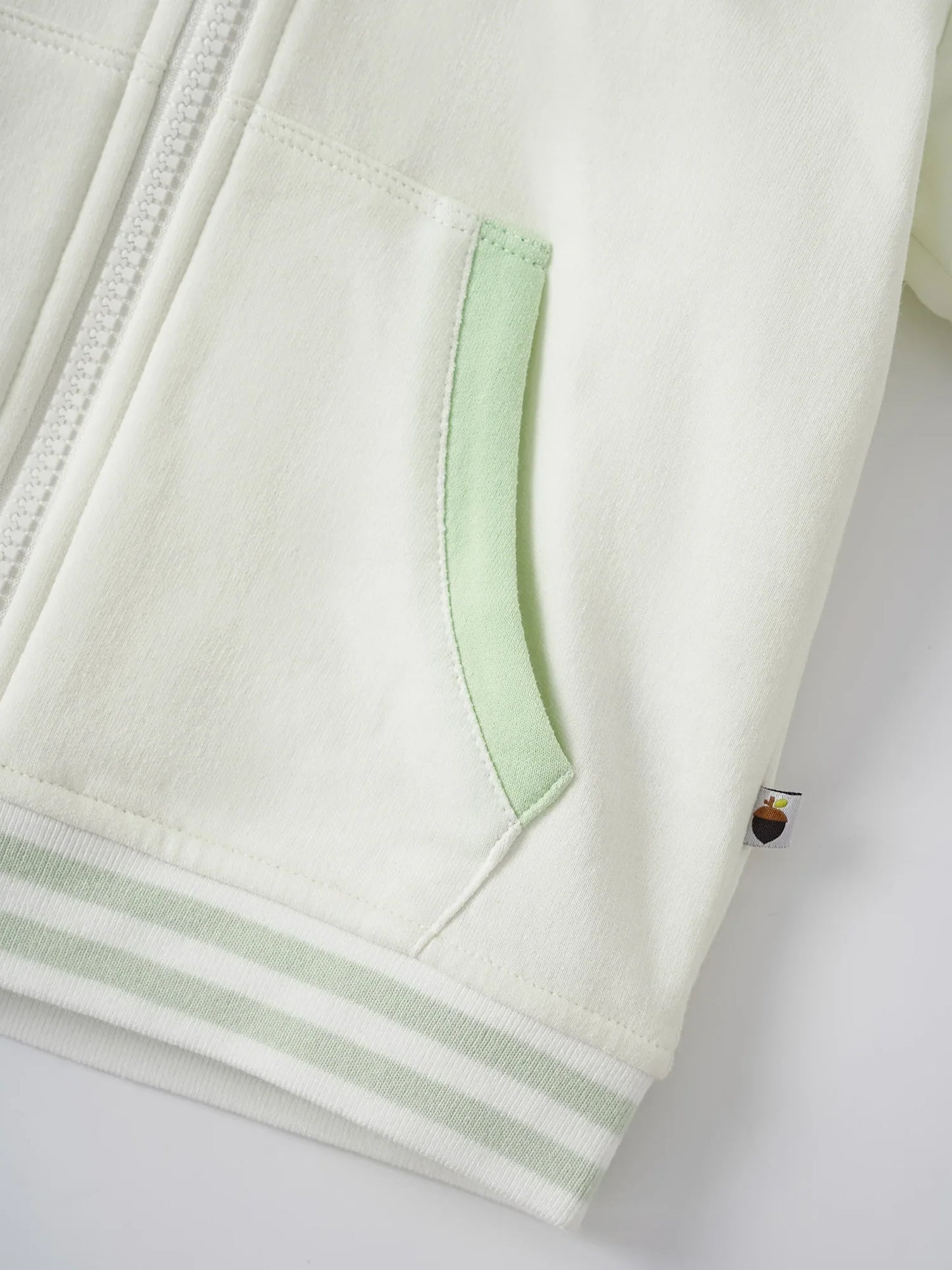 Kid Short Sleeve Logo Embroidery Zipped Hoodie