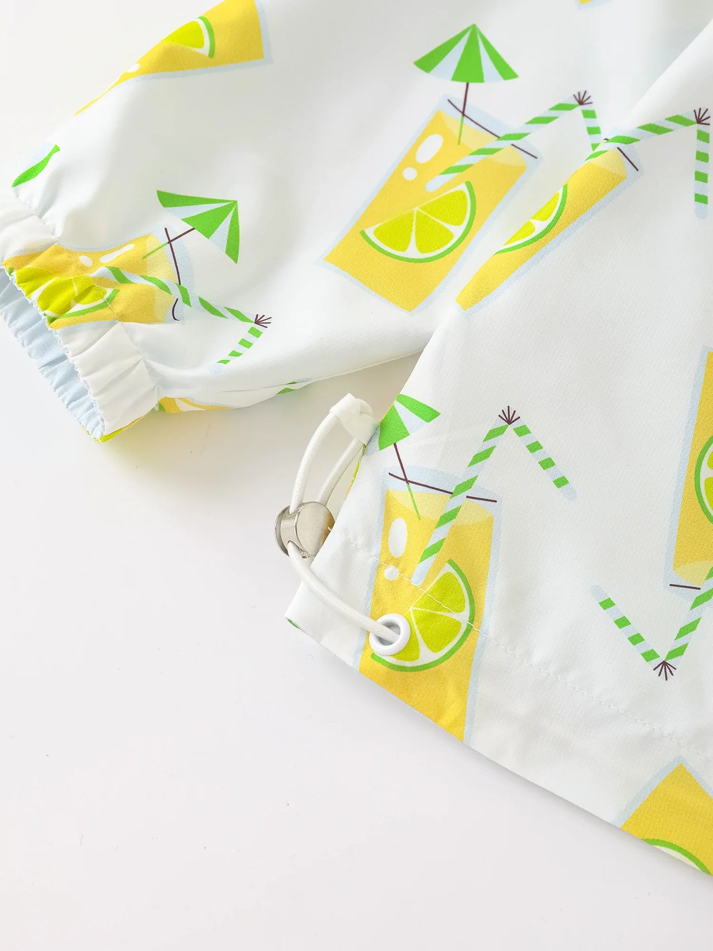 Boys Reversible All-Over Lemon Tea Print Zipped Windbreaker