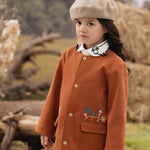 VAUVA Vauva FW23 - Girls Embroidered Twill Cotton Coat (Brown) Coat & Jacket