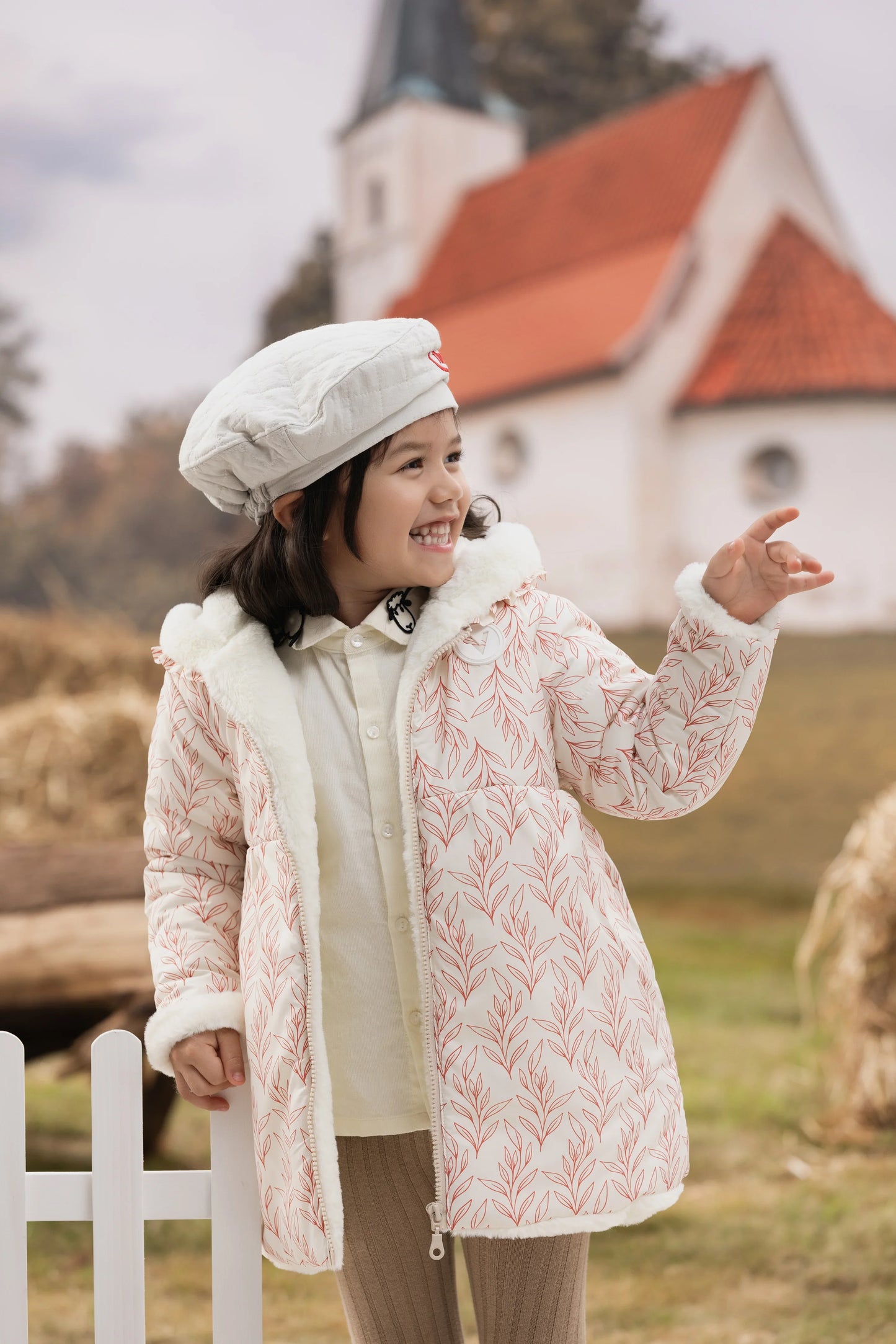VAUVA Vauva FW23 - Girls White Zip Long Sleeve Coat Coat & Jacket
