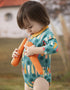 VAUVA Vauva FW23 - Baby Boy Carrot All Over Print Cotton Polo Long Sleeve Bodysuit (Green) Bodysuit