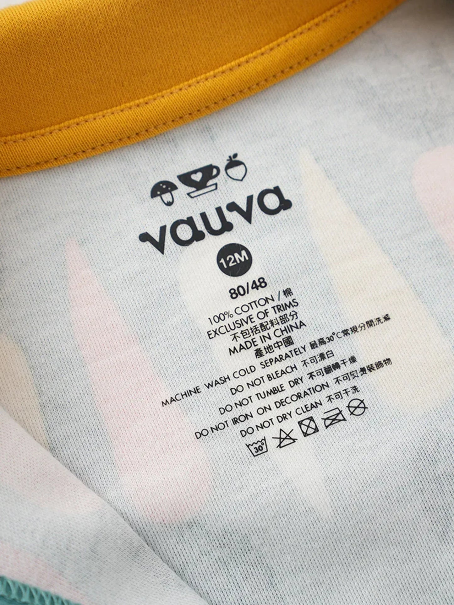 VAUVA Vauva FW23 - Baby Boy Carrot All Over Print Cotton Polo Long Sleeve Bodysuit (Green) Bodysuit