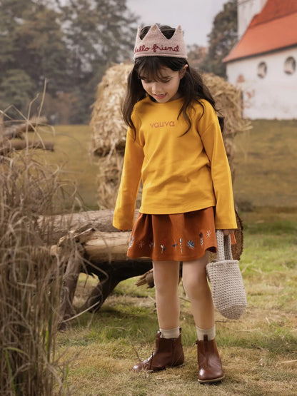 VAUVA Vauva FW23 - Kids Cotton Long Sleeve Crewneck T-Shirt (Natural Yellow) T-shirt