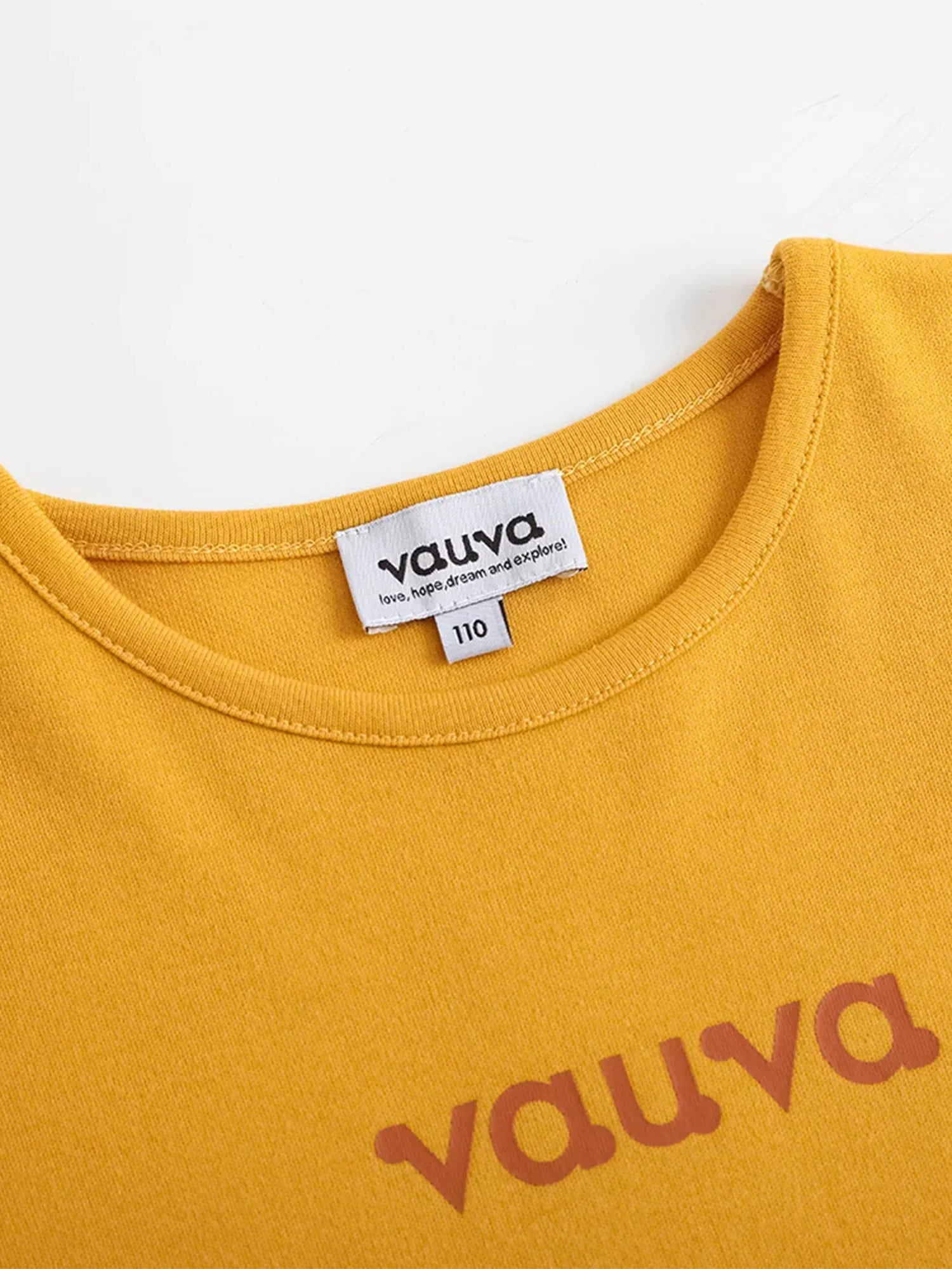 VAUVA Vauva FW23 - Kids Cotton Long Sleeve Crewneck T-Shirt (Natural Yellow) T-shirt
