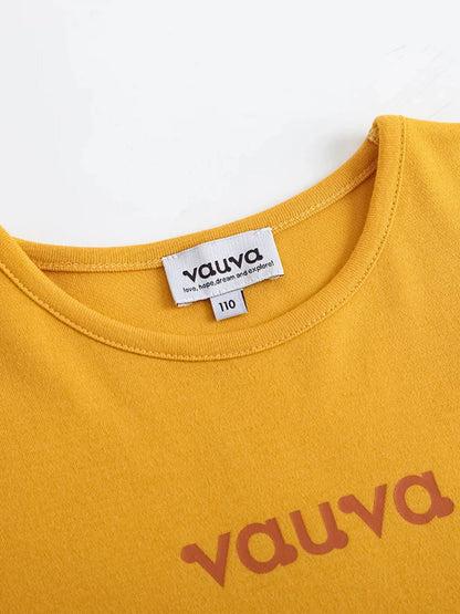 VAUVA Vauva FW23 - Kids Cotton Long Sleeve Crewneck T-Shirt (Natural Yellow) T-shirt