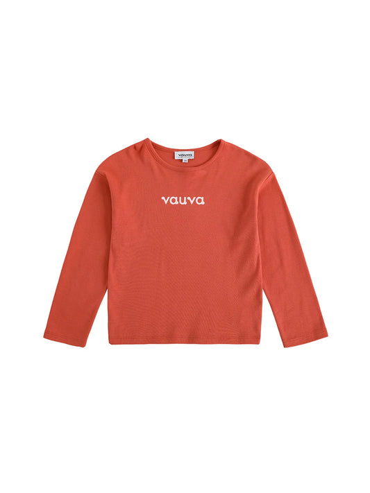 VAUVA Vauva FW23 - Girls Cotton Long Sleeve Crewneck T-Shirt (Red)