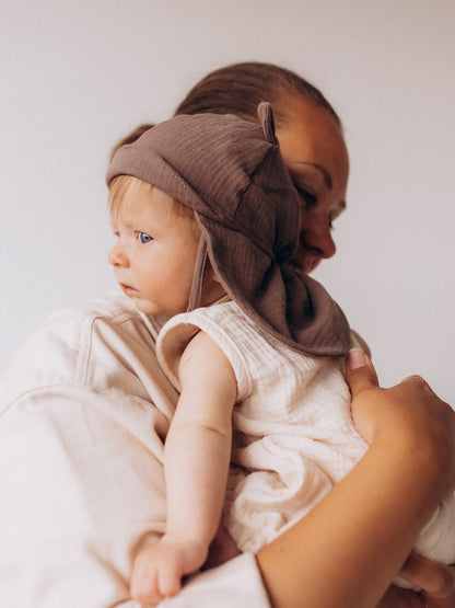 Muslin Sun Hat With Teddy Ears (GOTS)