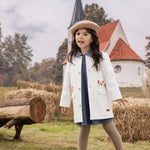 VAUVA Vauva FW23 - Girls Embroidered Twill Cotton Coat (White) Coat & Jacket