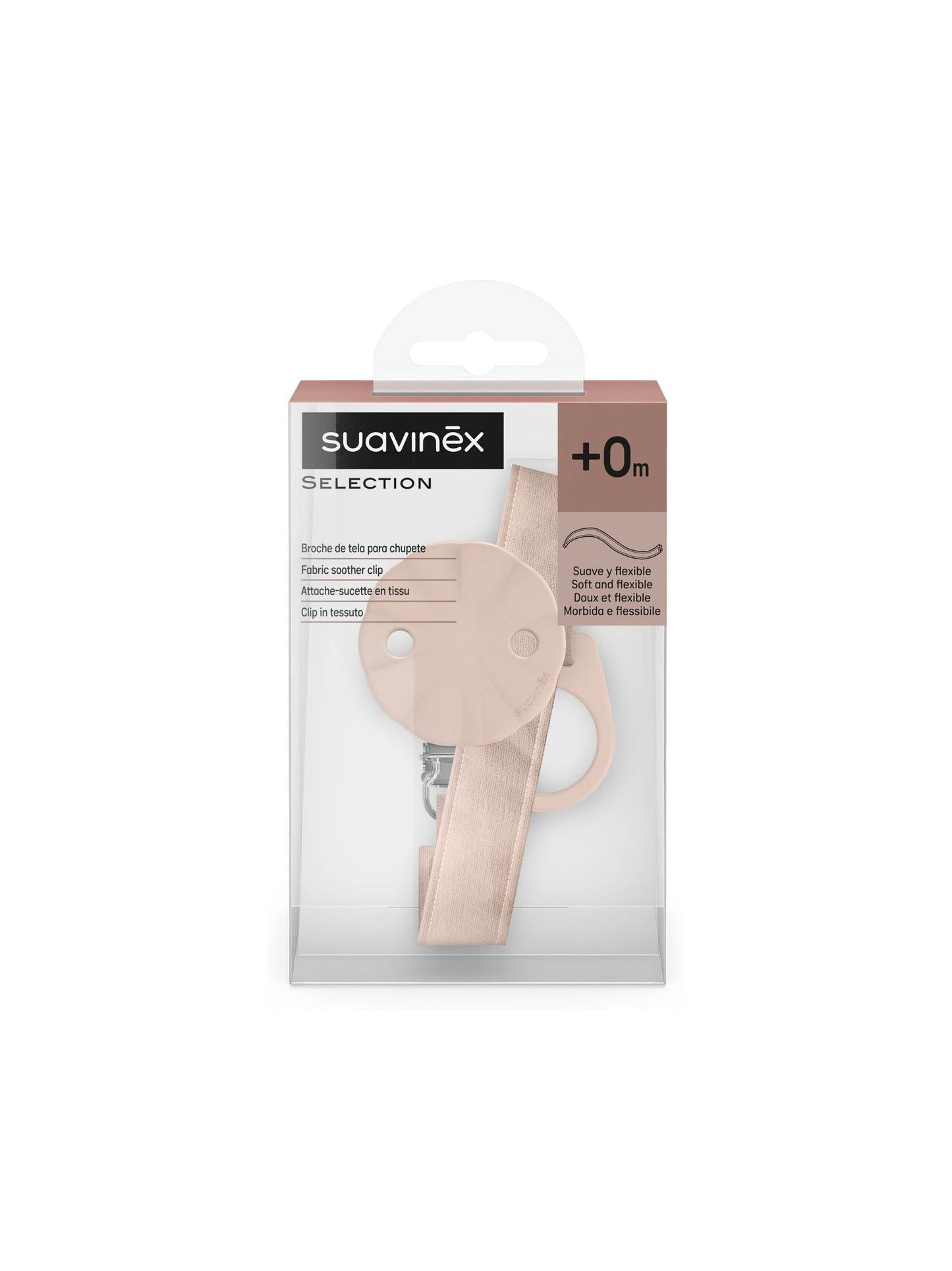 Silicone soother clip with cotton tape  - Wonderland Pink
