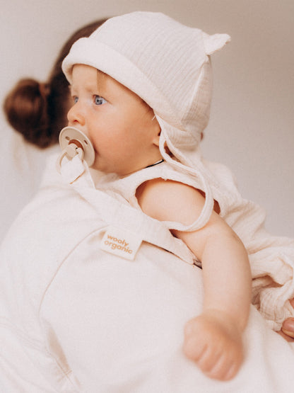 Muslin Sun Hat With Teddy Ears (GOTS)