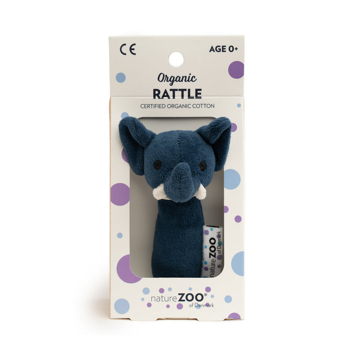 nature Zoo - Organic Rattle – Dark Blue Elephant - My Little Korner