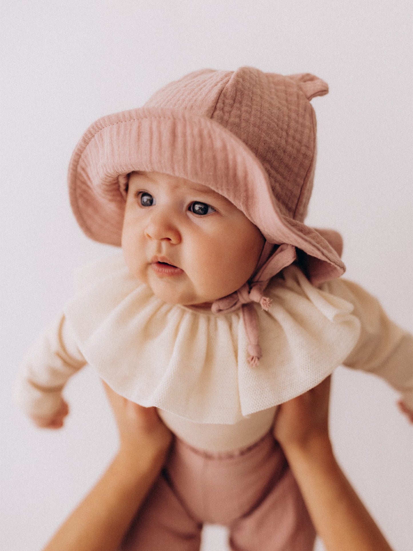 Muslin Sun Hat With Teddy Ears (GOTS)