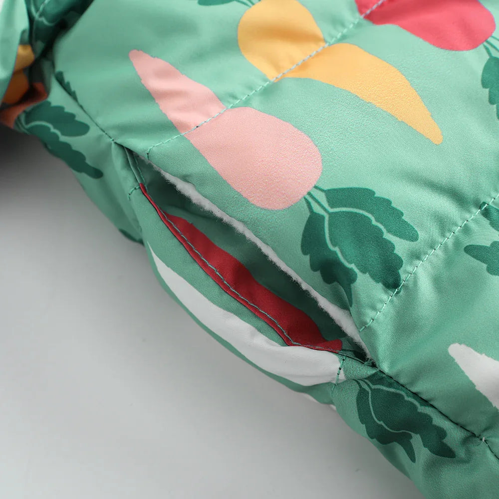 VAUVA Vauva FW23 - Baby Boys Carrot Print Coat with Hood (Green) Coat & Jacket