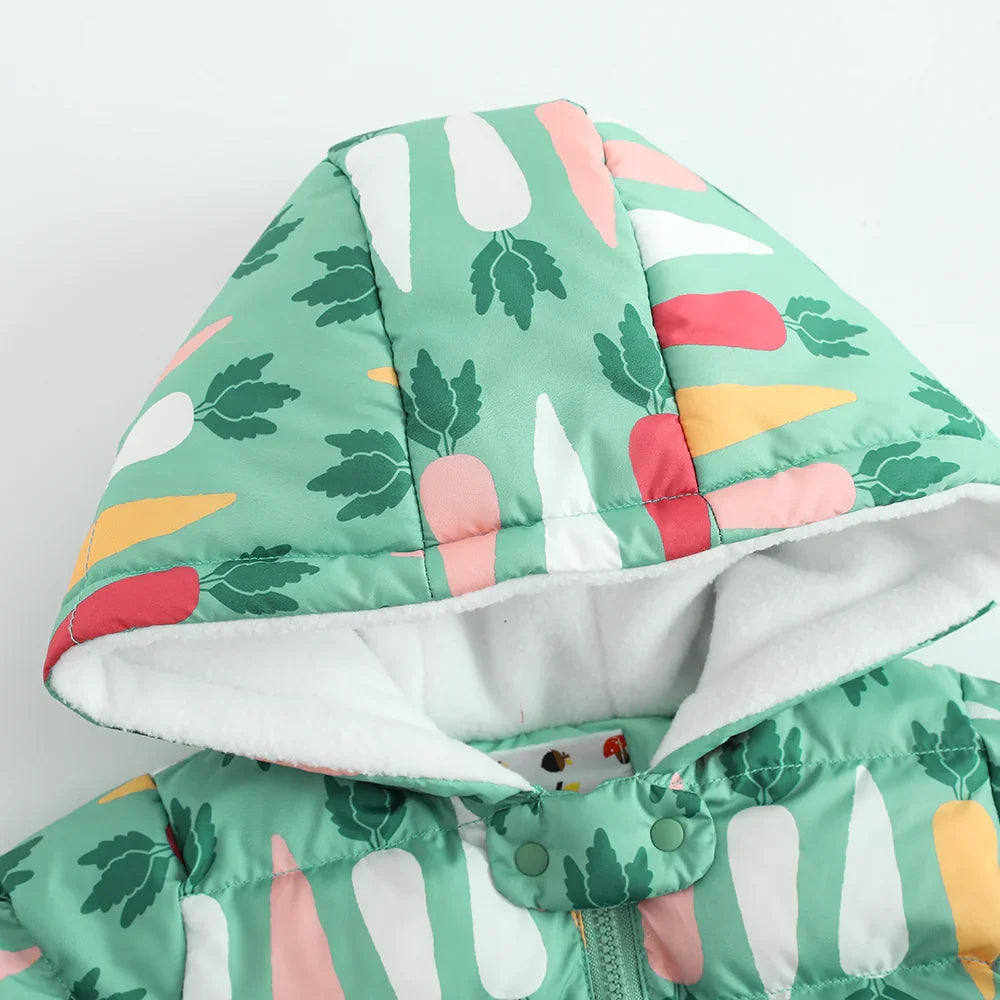 VAUVA Vauva FW23 - Baby Boys Carrot Print Coat with Hood (Green) Coat & Jacket