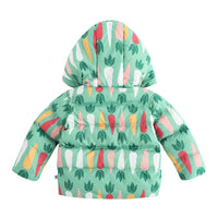 Vauva FW23 - Baby Boys Carrot All Over Print Padded Coat with Hood (Green) - My Little Korner