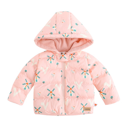 VAUVA Vauva FW23 - Baby Girls Pinwheel Print Coat with Hood (Pink) Coat &amp; Jacket