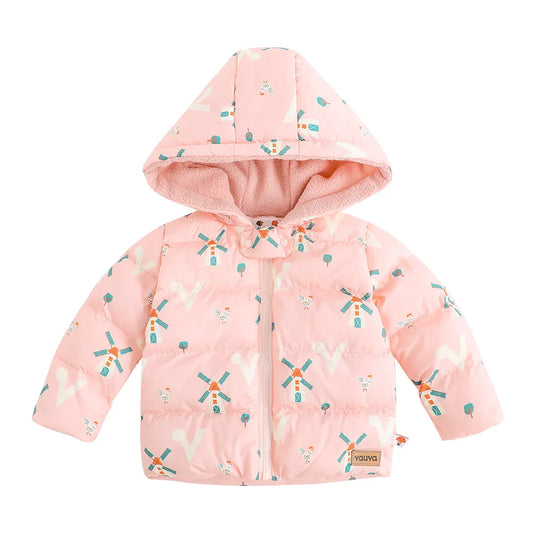 VAUVA Vauva FW23 - Baby Girls Pinwheel Print Coat with Hood (Pink) Coat & Jacket