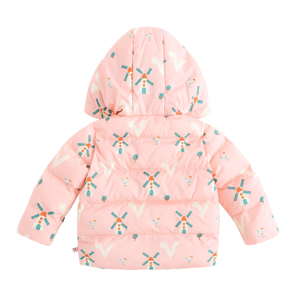 VAUVA Vauva FW23 - Baby Girls Pinwheel Print Coat with Hood (Pink) Coat &amp; Jacket