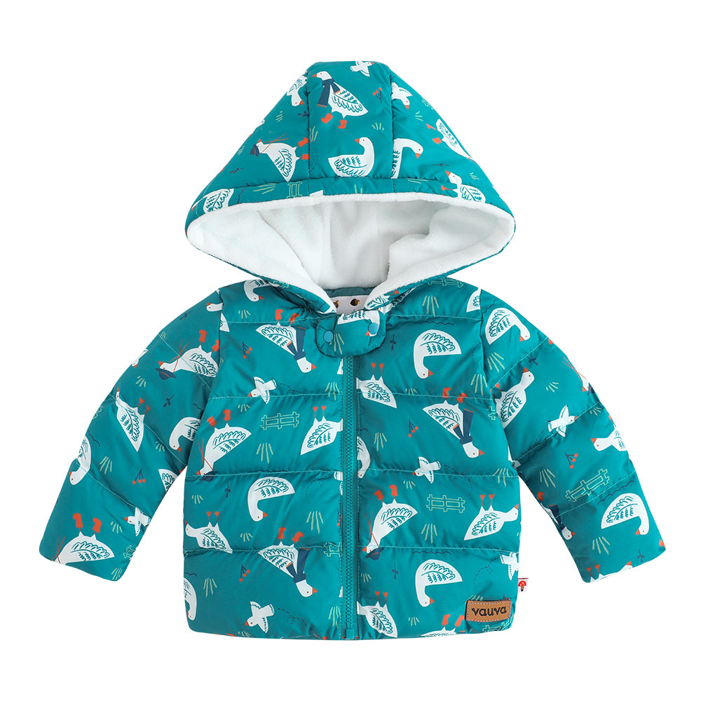 VAUVA Vauva FW23 - Baby Boy White Goose Print Coat with Hood (Blue) Coat &amp; Jacket