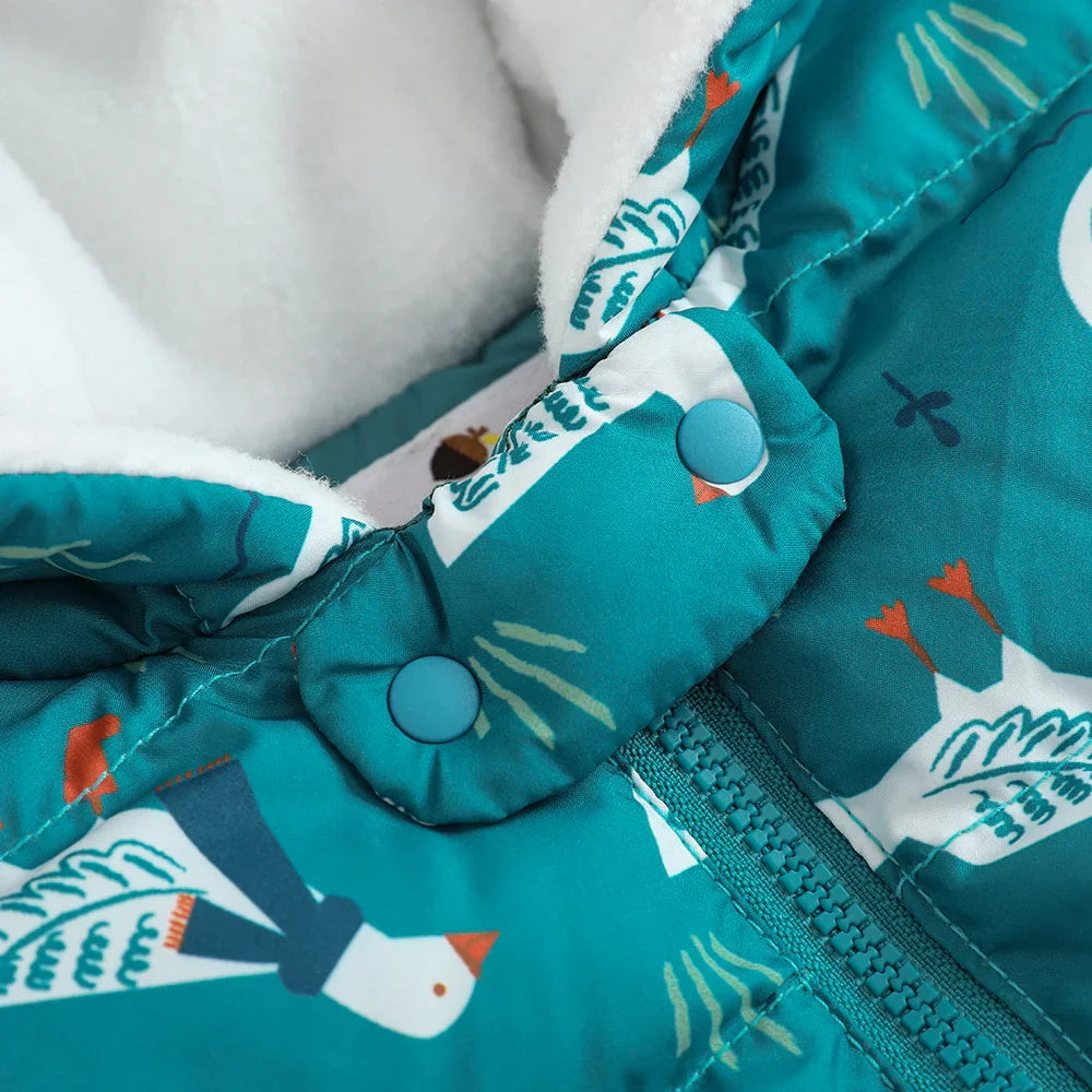 VAUVA Vauva FW23 - Baby Boy White Goose Print Coat with Hood (Blue) Coat & Jacket