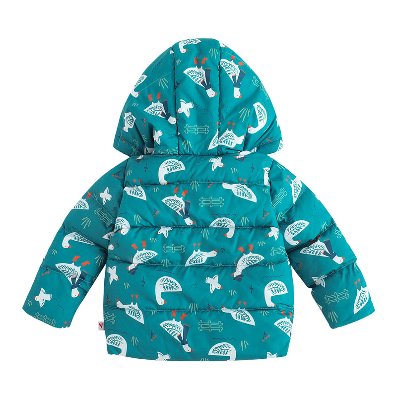 Vauva FW23 - Baby Boy White Goose All Over Print Padded Coat with Hood (Blue) product image back
