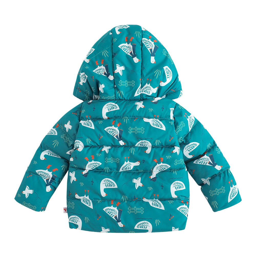 VAUVA Vauva FW23 - Baby Boy White Goose Print Coat with Hood (Blue) Coat &amp; Jacket