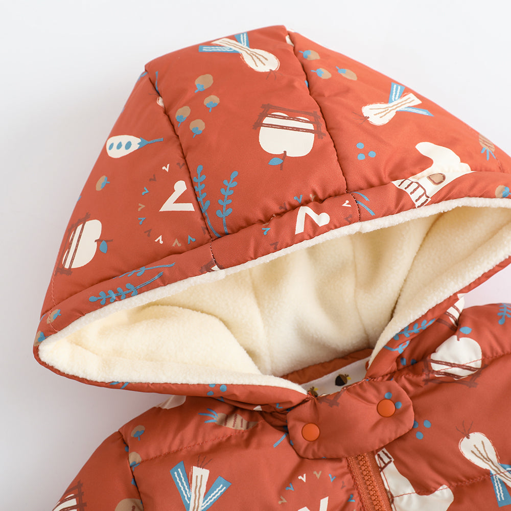 VAUVA Vauva FW23 - Baby Girl Happy Farm Hooded Padded Coat Coat & Jacket