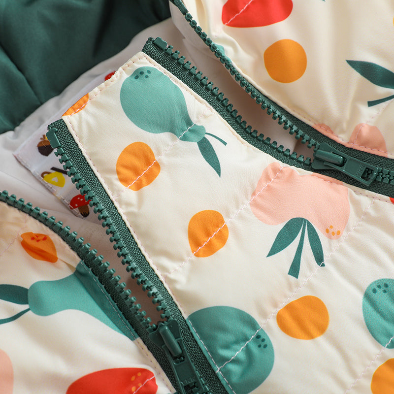 VAUVA Vauva FW23 - Baby Unisex Fruit All Over Print Cotton Hood Long Sleeve Romper (Green) Romper