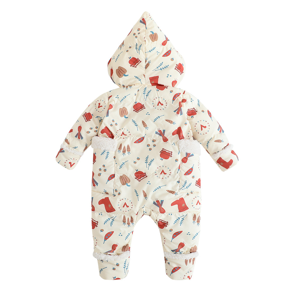 VAUVA Vauva FW23 - Baby Girl Happy Farm Hooded Padded Romper (White) Romper