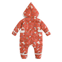 Vauva FW23 - Baby Girl Happy Farm Hooded Padded Romper (Red) product image back