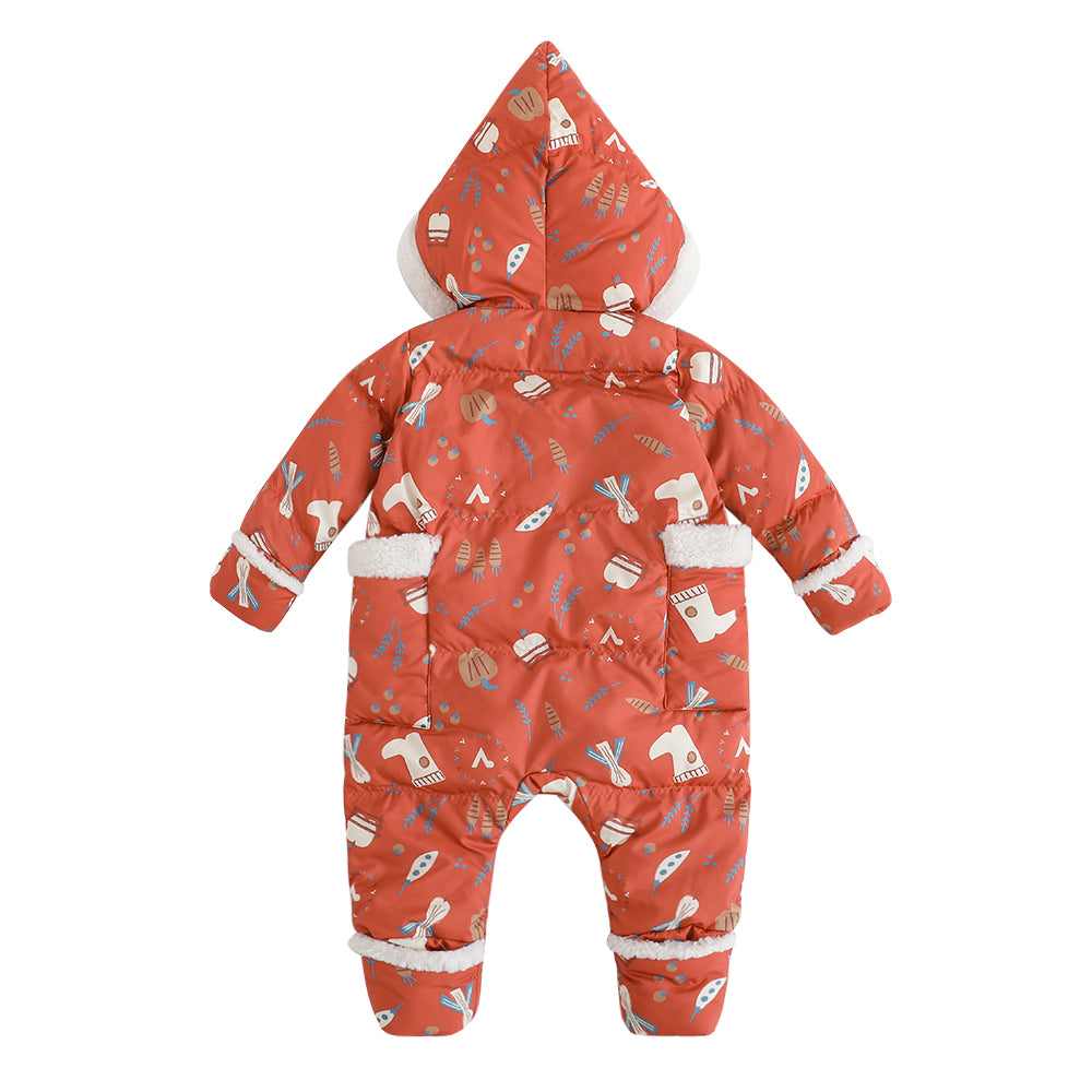 VAUVA Vauva FW23 - Baby Girl Happy Farm Hooded Padded Romper (Red) Romper