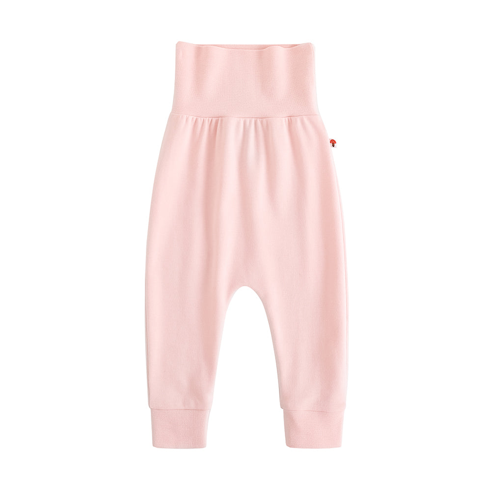 Vauva FW23 - Baby Girls Solid Cotton High Waist Trousers (Pink) product image front