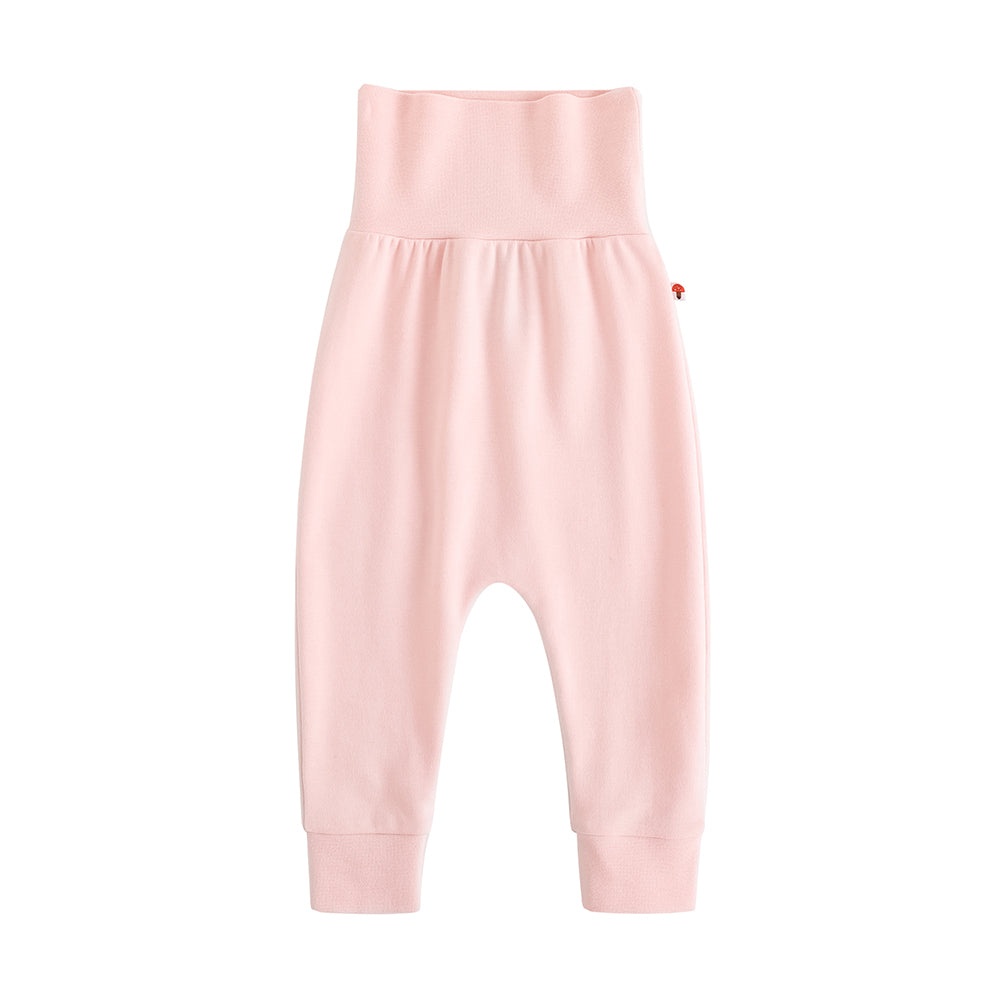 VAUVA Vauva FW23 - Baby Girls Solid Cotton High Waist Trousers (Pink)