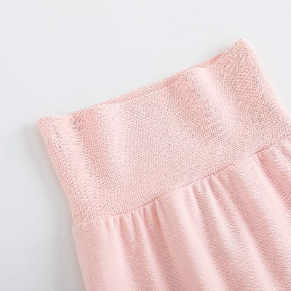 Vauva FW23 - Baby Girls Solid Cotton High Waist Trousers (Pink) - My Little Korner