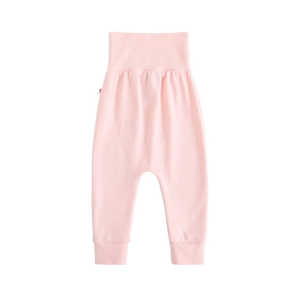 VAUVA Vauva FW23 - Baby Girls Solid Cotton High Waist Trousers (Pink)