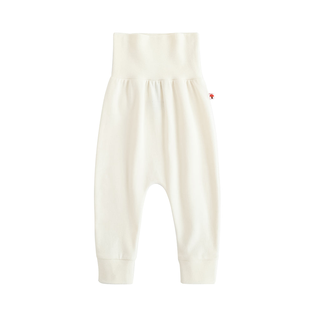 VAUVA Vauva FW23 - Baby Girls Solid Cotton High Waist Trousers (White)