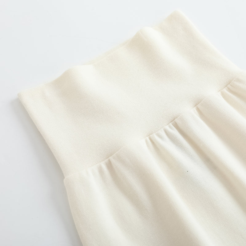Vauva FW23 - Baby Girls Solid Cotton High Waist Trousers (White) - My Little Korner