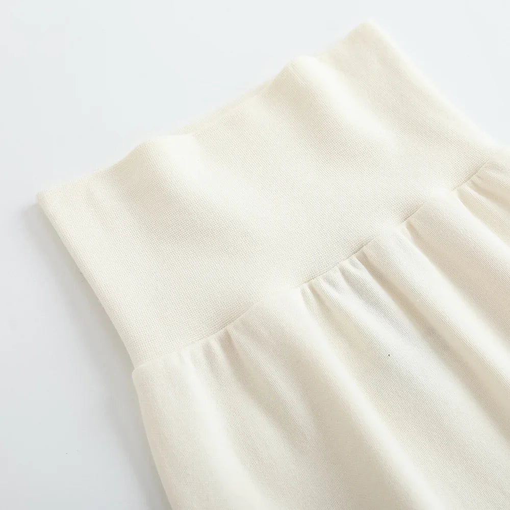 VAUVA Vauva FW23 - Baby Girls Solid Cotton High Waist Trousers (White)