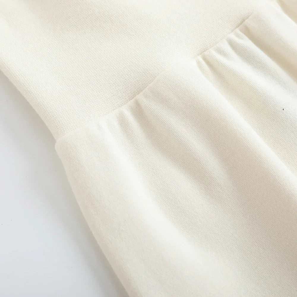 VAUVA Vauva FW23 - Baby Girls Solid Cotton High Waist Trousers (White)