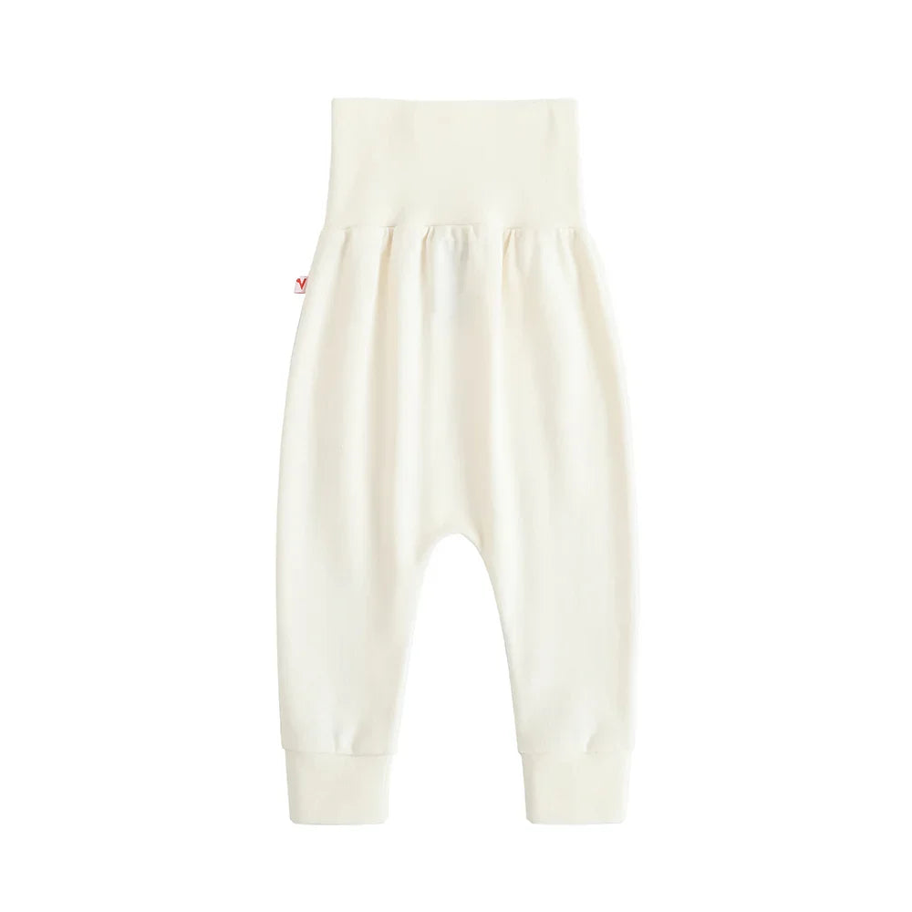 VAUVA Vauva FW23 - Baby Girls Solid Cotton High Waist Trousers (White)