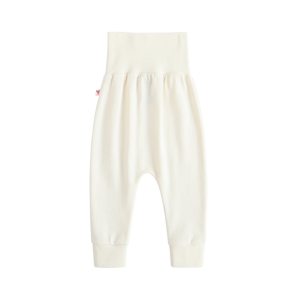 VAUVA Vauva FW23 - Baby Girls Solid Cotton High Waist Trousers (White)