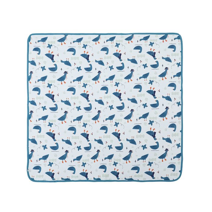 Vauva FW23 - Baby Boy White Goose All Over Print Cotton Blanket (Blue)