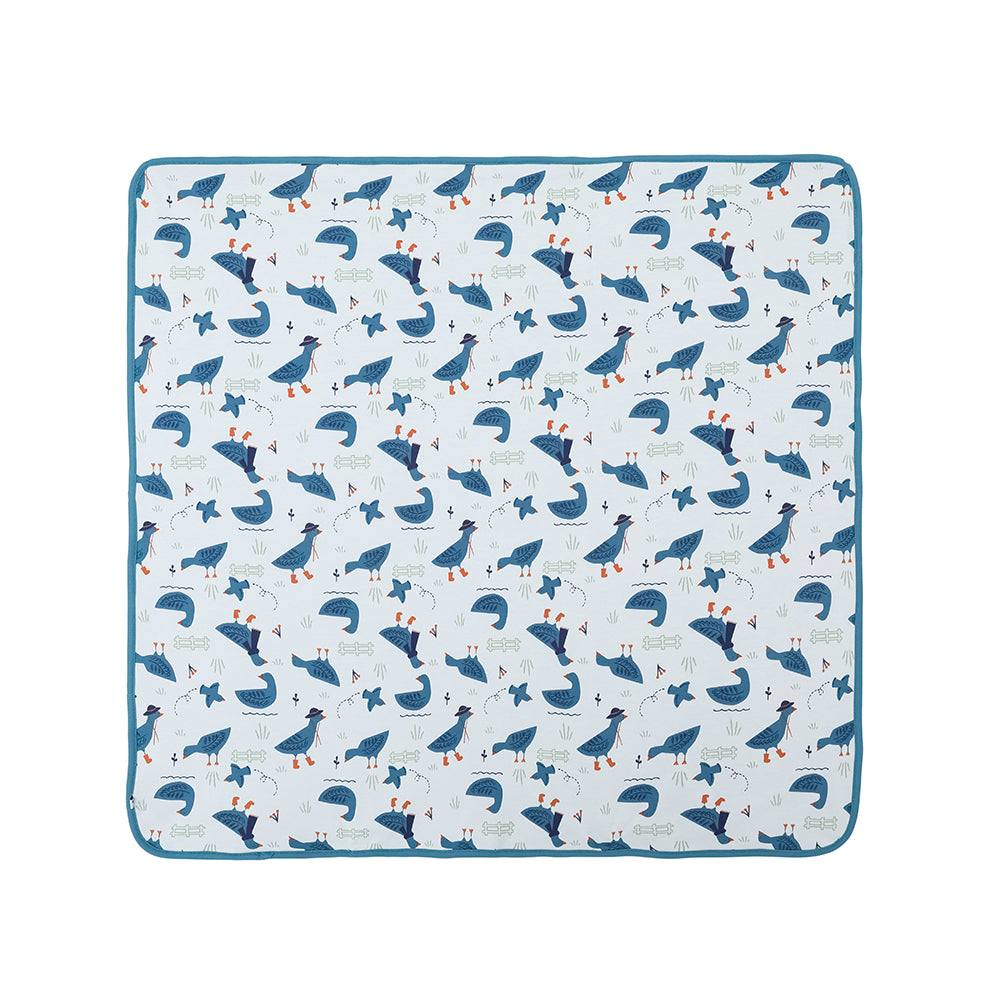 VAUVA Vauva FW23 - Baby Boy White Goose All Over Print Cotton Blanket (Blue) Blanket