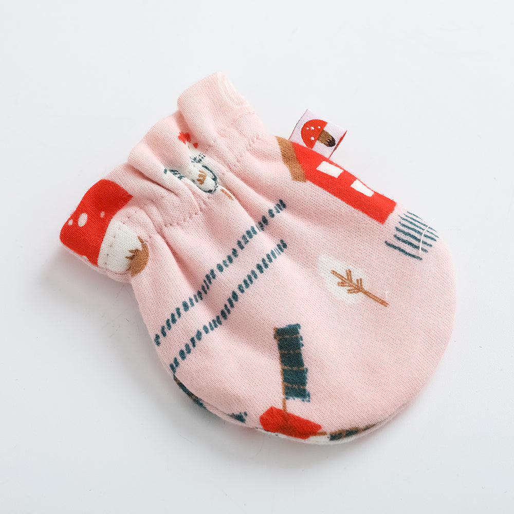 VAUVA Vauva FW23 - Baby Girls Pinwheel All Over Print Cotton Mittens (Pink)