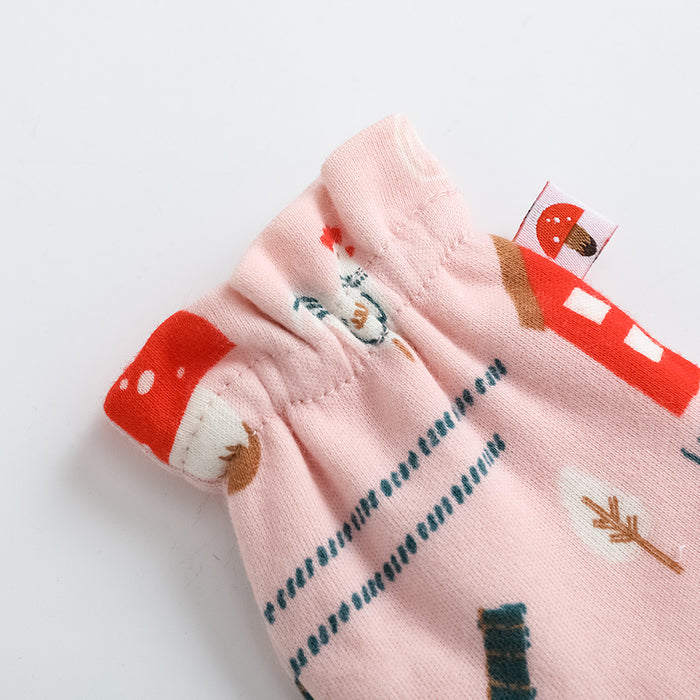 Vauva FW23 - 女嬰風車全印花棉質手套（粉色）